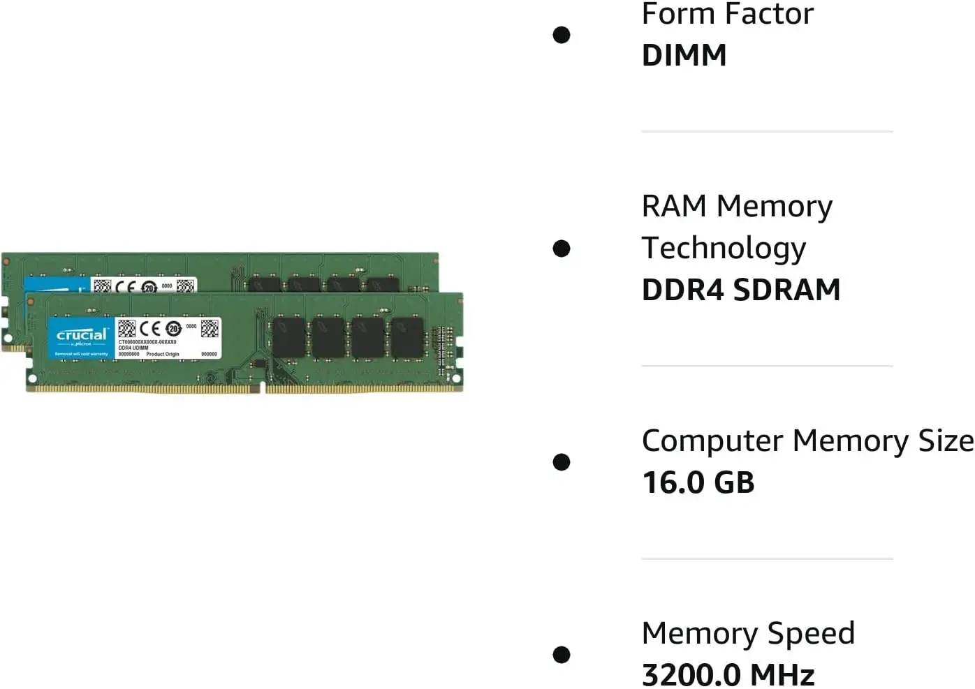 RAM Crucial DDR4 8GB 16GB 32GB 4GB 3200MHz 2133MHz 2400MHz 2666MHz PC4-19200 288 broches – Image 4
